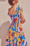 Fashion Bohemian Print Split Joint Spaghetti Strap Printed Dresses