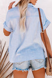 Fashion Casual Solid Patchwork Turndown Collar Blouses(3 Colors)