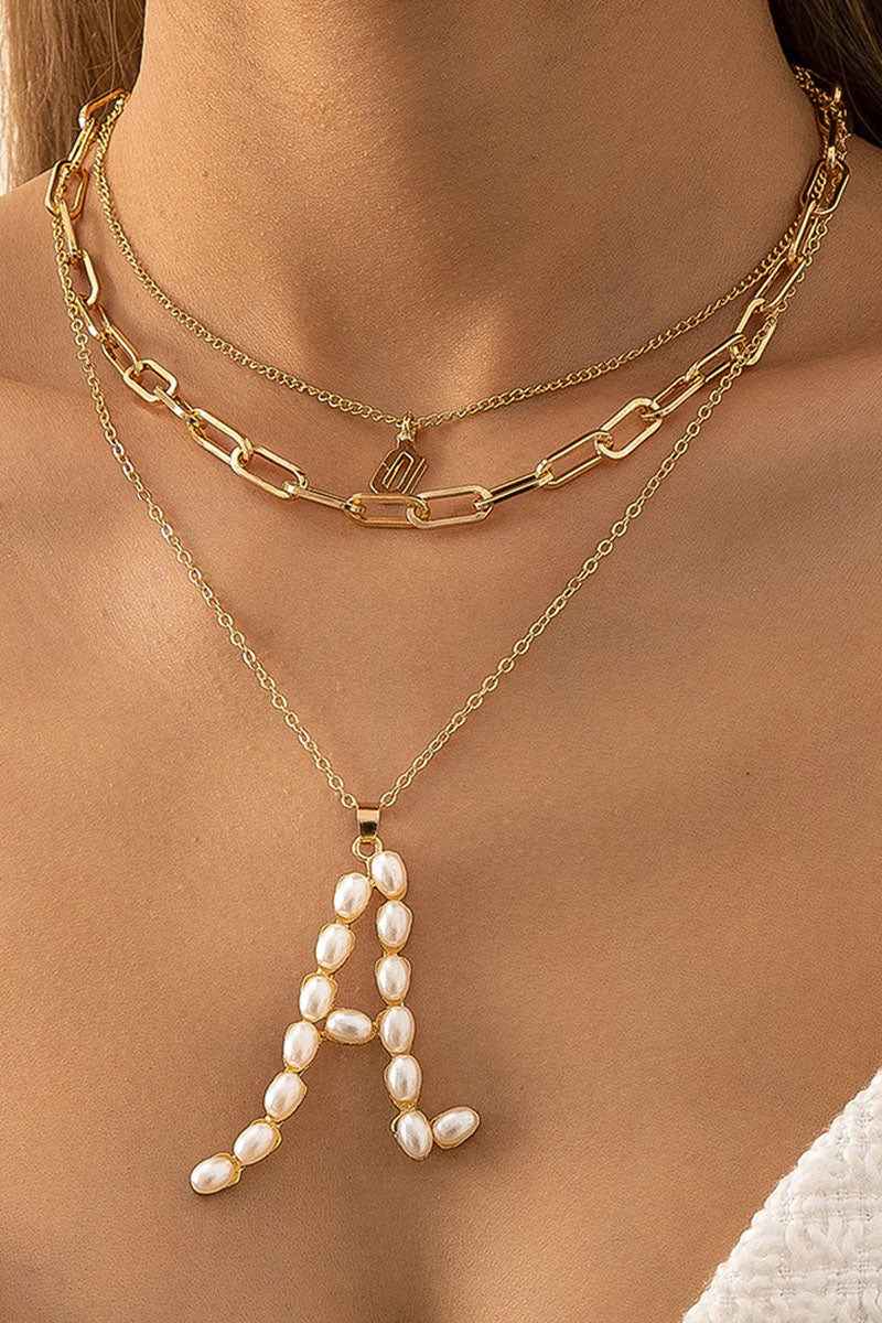 Fashion  Simplicity Letter Solid Split Joint Necklaces
