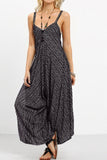 Fashion Casual Striped Split Joint Spaghetti Strap Loose Jumpsuits