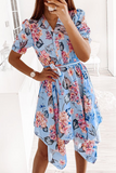 Fashion Elegant Floral Frenulum V Neck Irregular Dresses(3 Colors)
