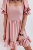 Fashion Casual Solid Patchwork Square Collar A Line Dresses