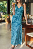 Fashion Elegant Print Patchwork V Neck A Line Dresses(3 Colors)