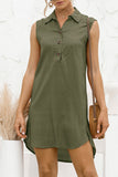 Fashion Casual Solid Split Joint Turndown Collar Irregular Dresses
