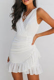 Fashion Casual Solid Split Joint V Neck A Line Dresses