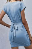 Fashion Casual Solid Split Joint V Neck Pencil Skirt Dresses
