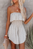 Fashion Casual Print Split Joint Flounce Strapless Jumpsuits