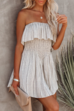 Fashion Casual Print Split Joint Flounce Strapless Jumpsuits