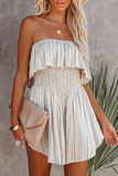 Fashion Casual Print Split Joint Flounce Strapless Jumpsuits