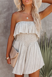 Fashion Casual Print Split Joint Flounce Strapless Jumpsuits
