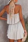 Fashion Casual Print Split Joint Flounce Strapless Jumpsuits