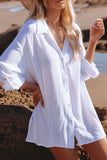 Fashion Casual Solid Split Joint Turndown Collar Tops