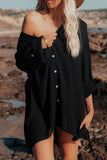 Fashion Casual Solid Split Joint Turndown Collar Tops