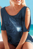 Fashion Casual Print Patchwork O Neck T-Shirts