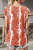 Fashion Casual Tie Dye Patchwork V Neck T-Shirts