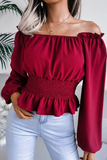 Fashion Elegant Split Joint Off the Shoulder Tops(5 colors)