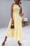 Fashion Casual Solid Split Joint Spaghetti Strap A Line Dresses