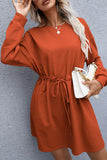 Fashion Casual Split Joint O Neck Waist Skirt Dresses