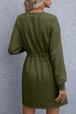 Fashion Casual Split Joint O Neck Waist Skirt Dresses