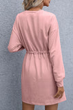 Fashion Casual Split Joint O Neck Waist Skirt Dresses