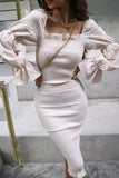 Fashion Casual Solid Split Joint Off the Shoulder Pencil Skirt Dresses