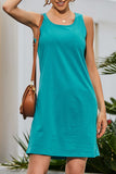 Fashion Casual Solid Split Joint O Neck A Line Dresses