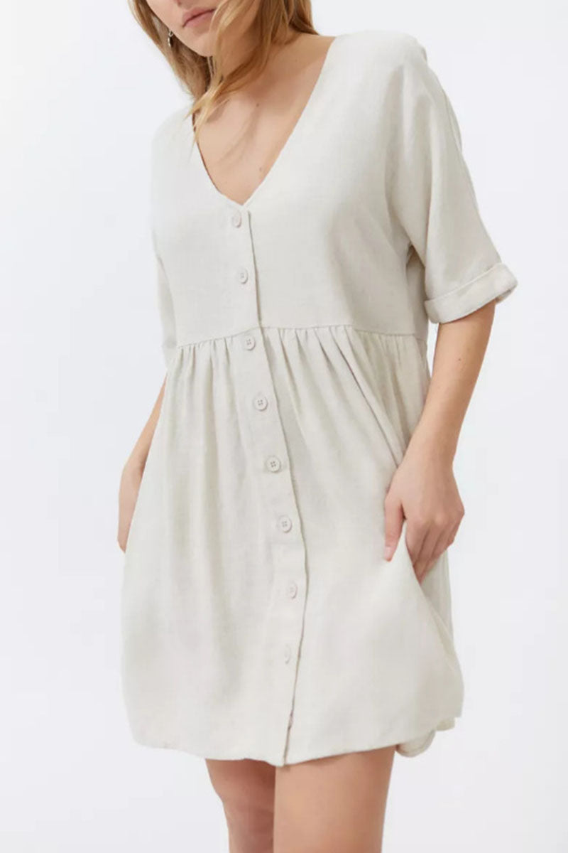 Fashion Casual Solid Split Joint V Neck Princess Dresses