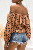 Fashion Casual Print Split Joint Off the Shoulder Tops