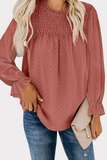 Elegant Solid Tie-dye Fold O Neck Tops