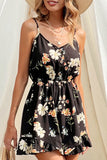 Fashion Casual Print Patchwork V Neck Loose Jumpsuits