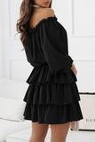 Fashion Casual Solid Split Joint Off the Shoulder Cake Skirt Dresses(6 colors)