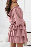 Fashion Casual Solid Split Joint Off the Shoulder Cake Skirt Dresses(6 colors)