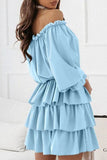 Fashion Casual Solid Split Joint Off the Shoulder Cake Skirt Dresses(6 colors)