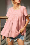 Fashion Casual Solid Split Joint O Neck Tops