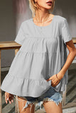 Fashion Casual Solid Split Joint O Neck Tops