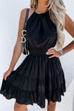 Fashion Casual Solid Patchwork Halter Cake Skirt Dresses