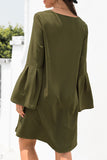 Fashion Casual Solid Patchwork V Neck A Line Dresses（3 colors）
