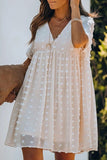 Fashion Casual Solid Split Joint V Neck Princess Dresses