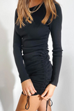 Elegant Solid Split Joint Frenulum O Neck Pencil Skirt Dresses