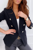 Elegant Solid Split Joint Buttons Turn-back Collar Outerwear(5 colors)