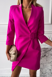 Fashion Elegant Solid Patchwork Frenulum V Neck Dresses(3 colors)