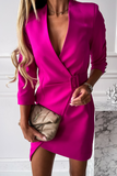 Fashion Elegant Solid Patchwork Frenulum V Neck Dresses(3 colors)