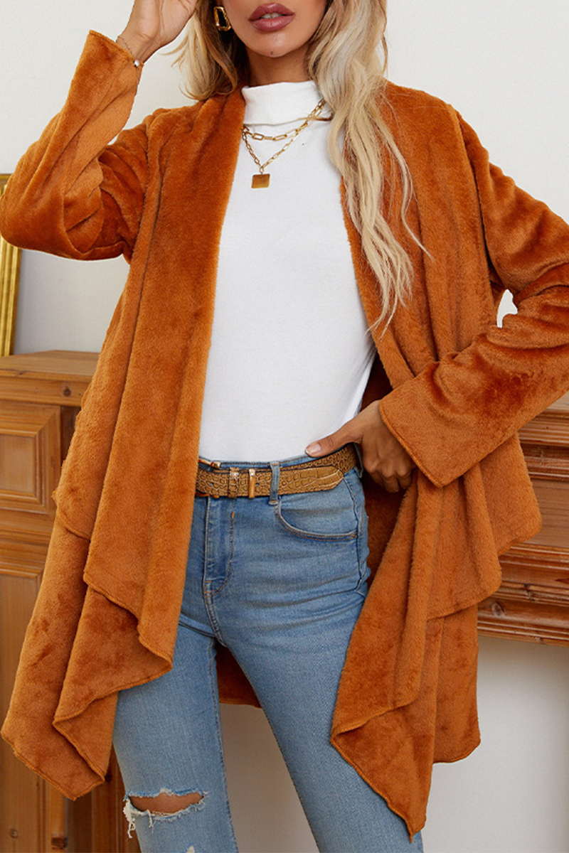 Fashion Elegant Solid Patchwork Asymmetrical Outerwear