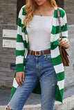 Fashion Casual Striped Split Joint V Neck Tops