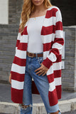 Fashion Casual Striped Split Joint V Neck Tops