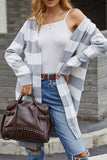Fashion Casual Striped Split Joint V Neck Tops