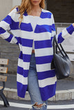 Fashion Casual Striped Split Joint V Neck Tops