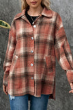 Fashion Casual Plaid Split Joint Turndown Collar Outerwear