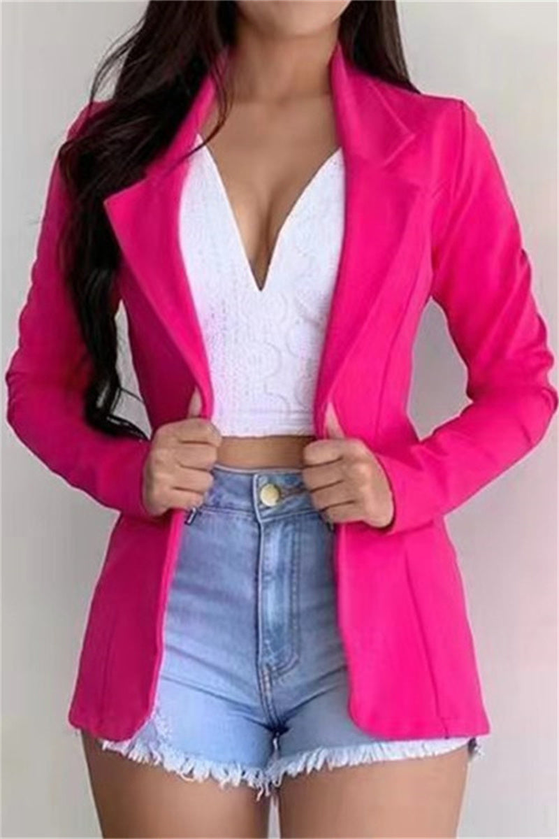 Fashion Casual Solid Color Slim Lapel Outerwear(6 Colors)