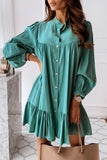 Fashion Casual Solid Split Joint Mandarin Collar A Line Dresses